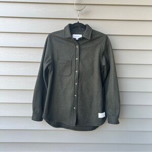 ANIAN Melton Wool Flannel Shirt Women’s S Shacket Button Up Olive Green